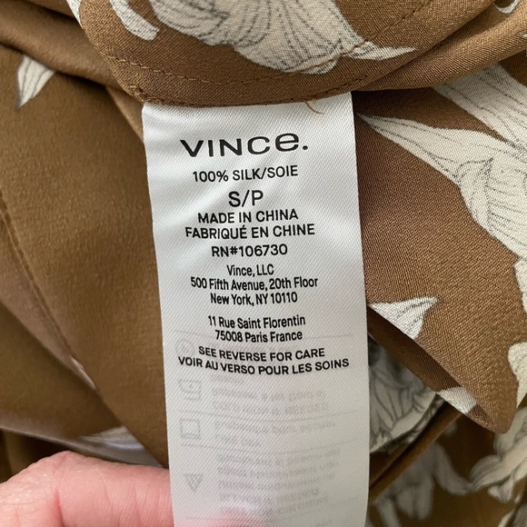 Vince Silk Chrysanthemum Romper/Jumpsuit, Brown/White, Size Small - Picture 11 of 11